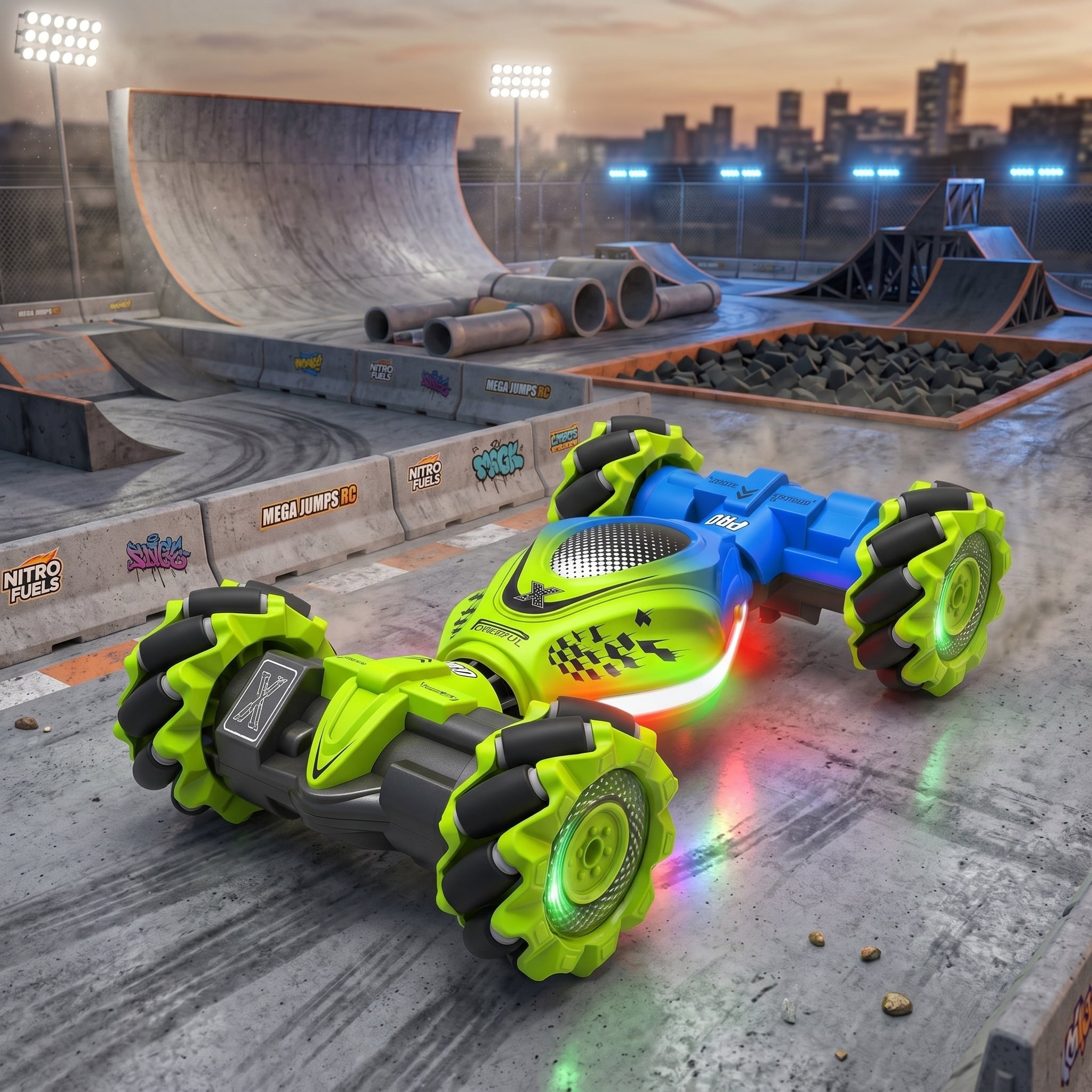 Toyllo Gesture RC Stunt Car, 4WD 2.4GHz Hand Controlled Remote Control Car with 360° Rotation, Lights, Music & 2 Batteries