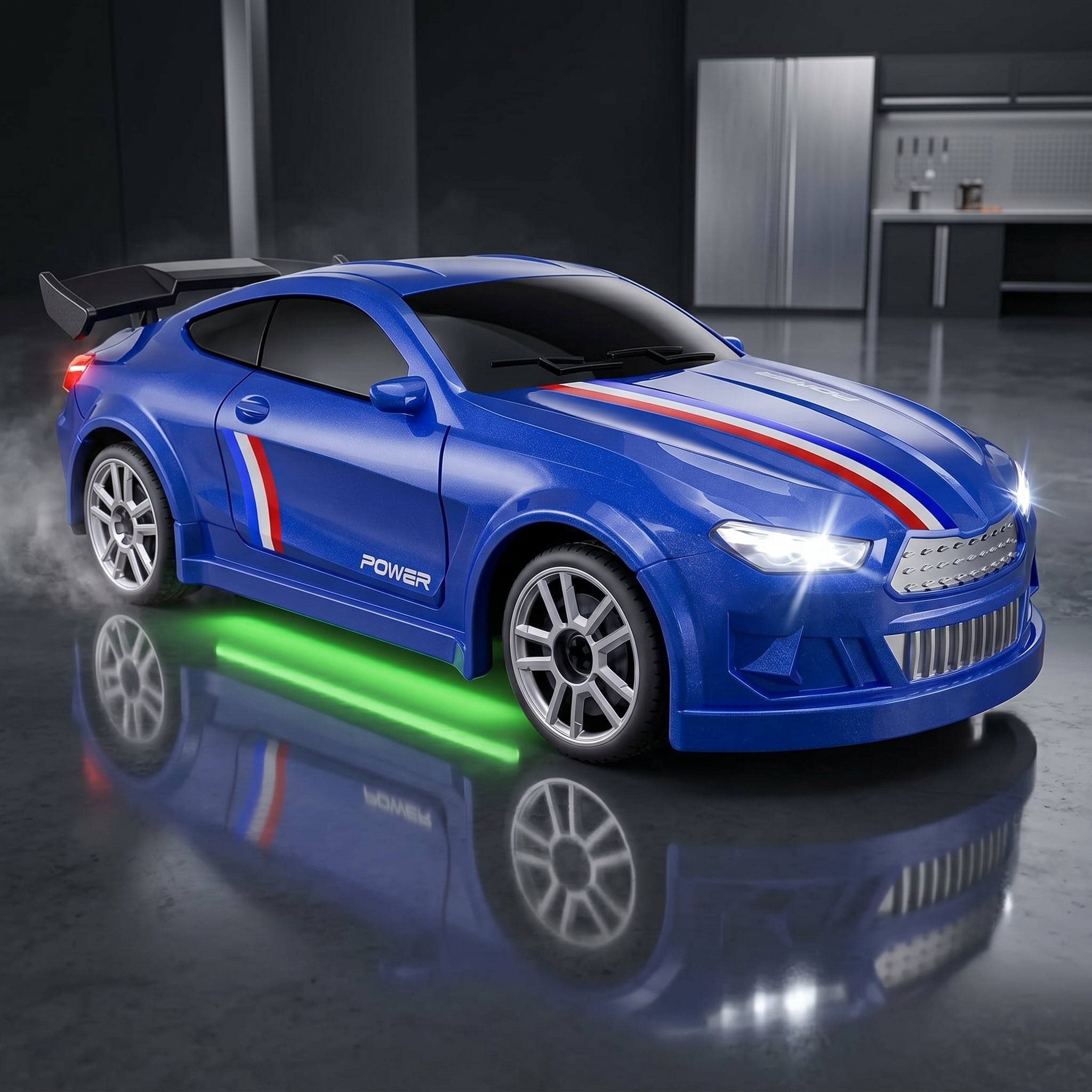 Toyllo 1/64 Mini RC Drift Car, 4WD Remote Control Car with LED Lights, 2-Speed Modes & Drift Track Mat