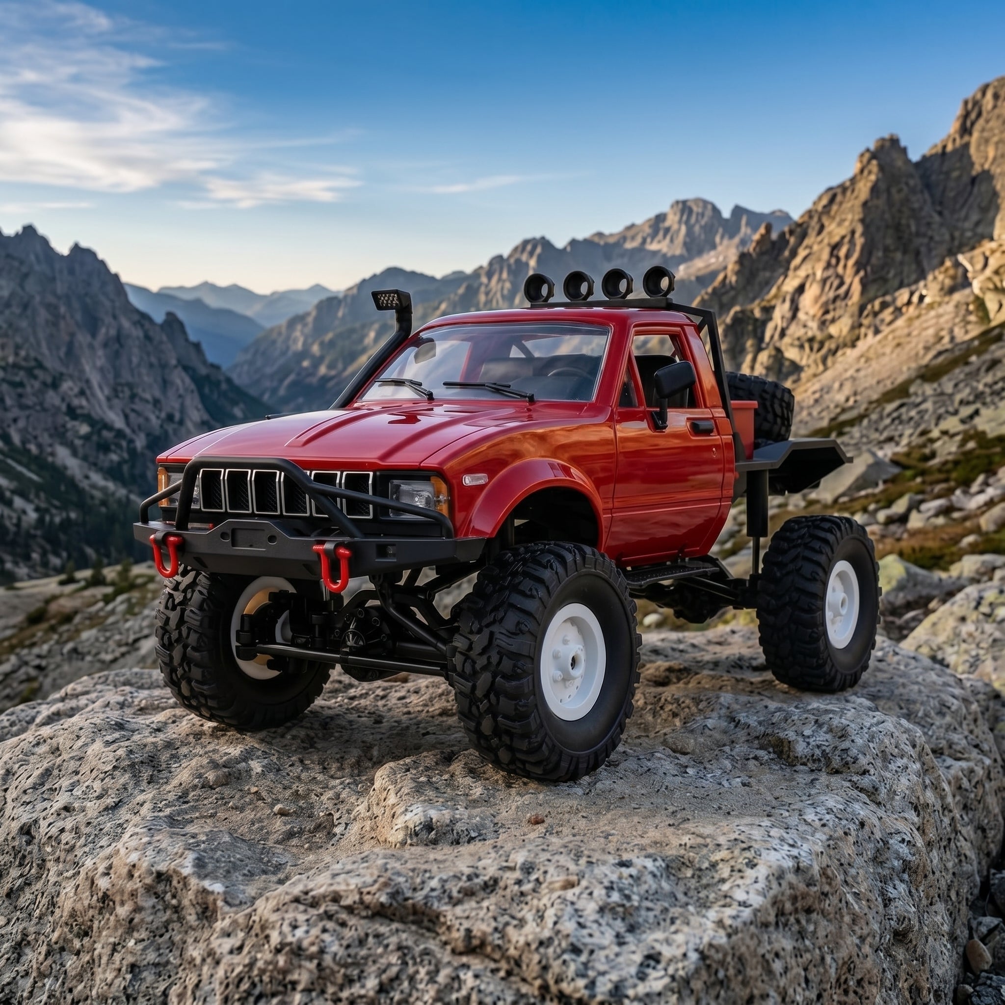 Toyllo WPL C14 RC Rock Crawler, 1/16 4WD RTR with Proportional Steering, 2.4GHz Remote & LED Lights