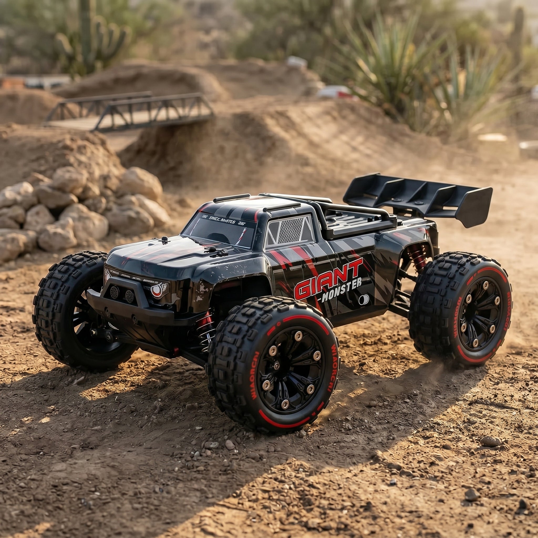 RC Monster Truck 1/16 4WD 40KMH Metal Chassis | Waterproof RC Car for Adults - LED & 2 Batteries