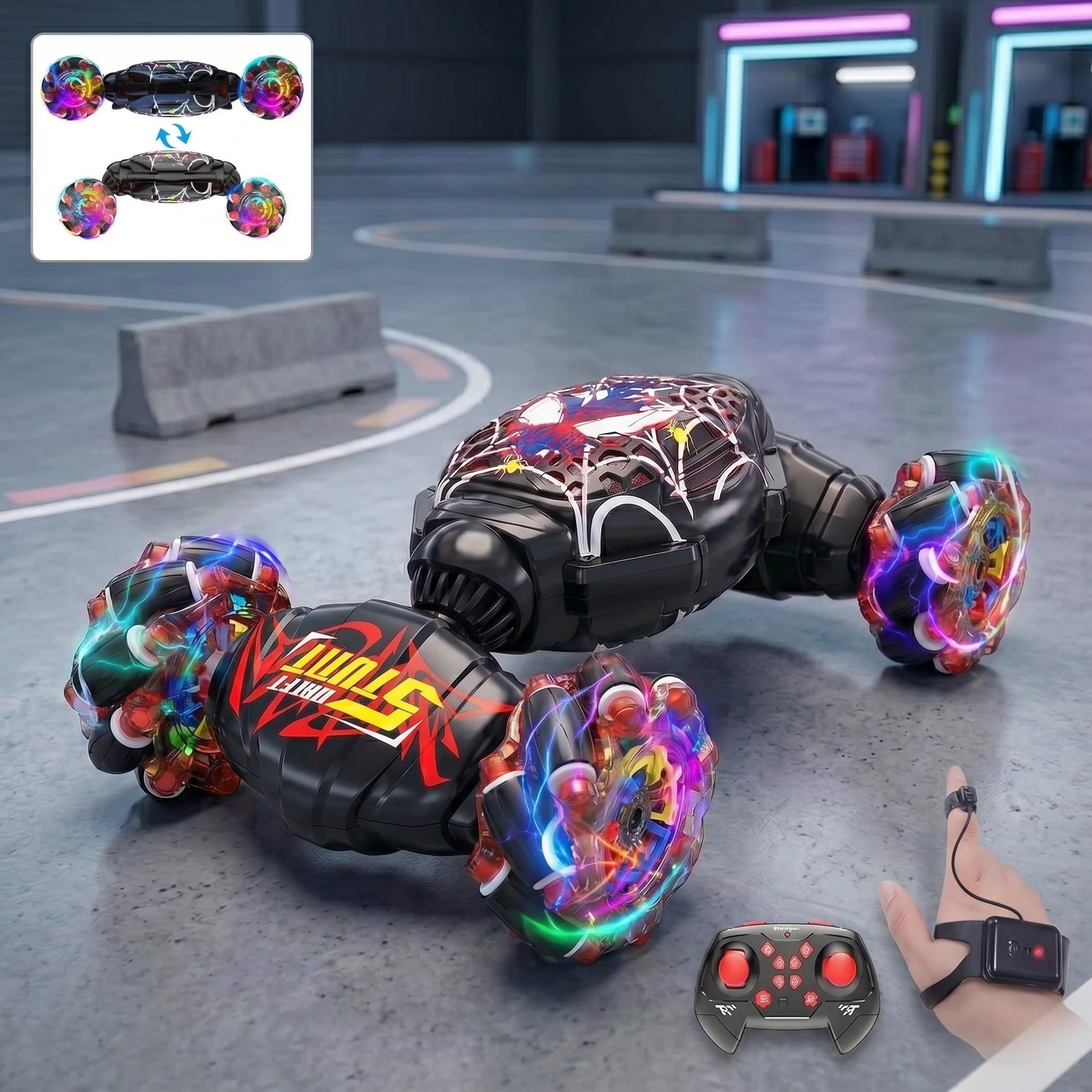 Toyllo Gesture Sensing RC Stunt Car, 4WD Remote Control Car with 360° Rotation,2.4GHz, 2 Batteries for Kids
