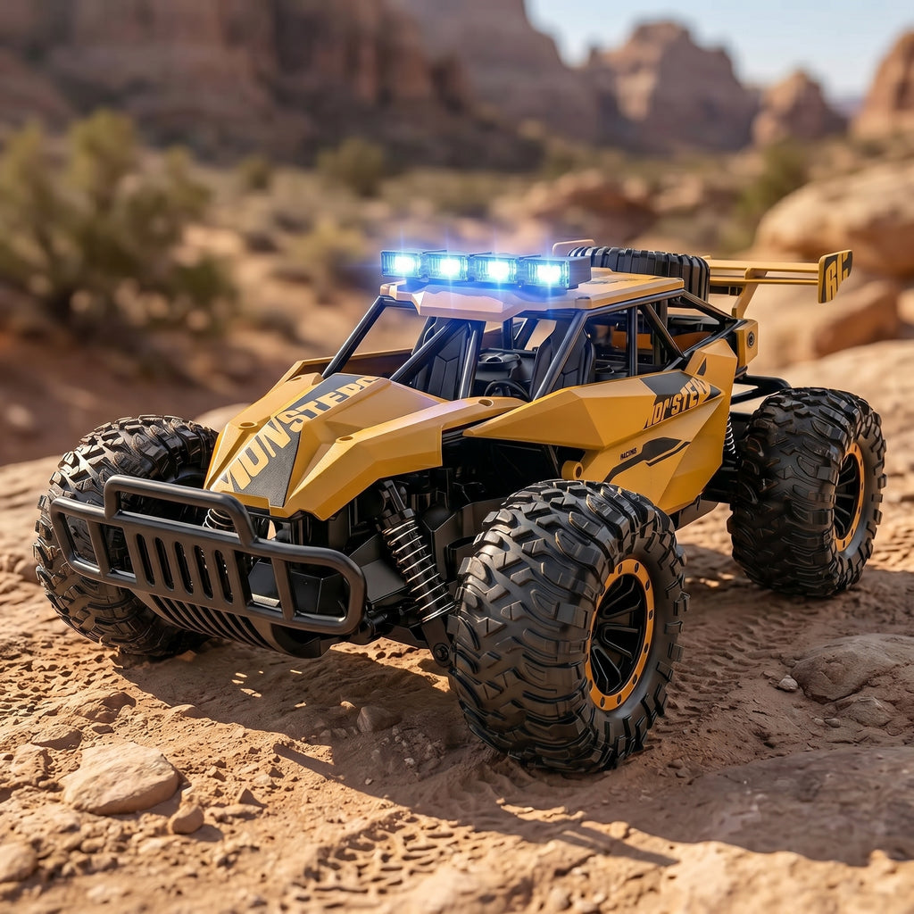RC Monster Truck 1/12 33KMH 4WD | Remote Control Car with LED Lights - 2 Batteries 70 Min Play