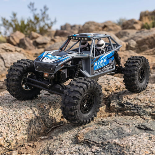 Axial UTB18 Capra 1/18 Scale 4WD RC Rock Crawler | 4-Wheel Steering Trail Buggy | Spektrum RTR | Yellow & Blue