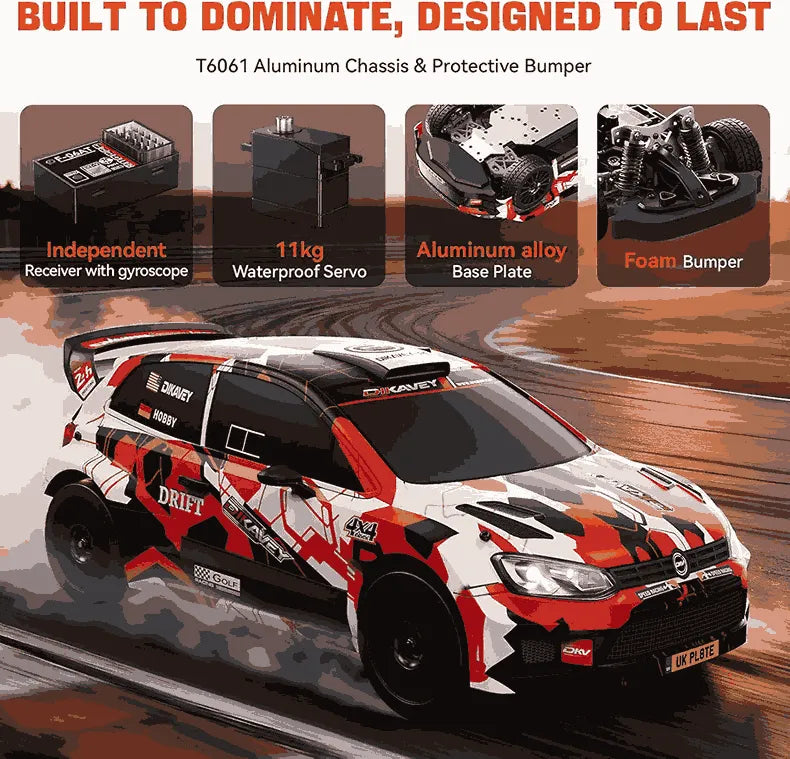 Model car with features highlighted on a track background