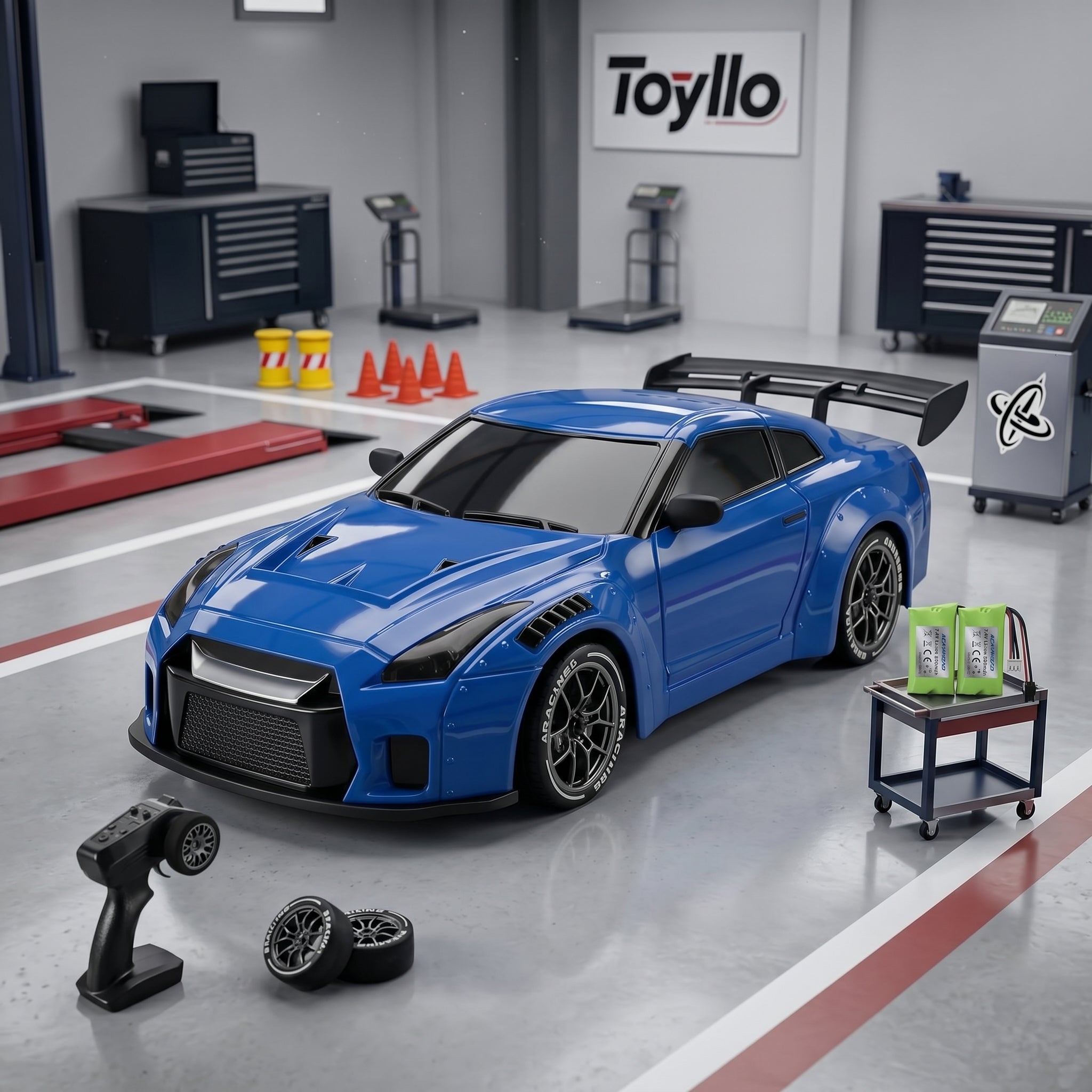 1:24 RC Drift Car with Gyro — 4WD Full Proportional RC Car, 2 Tire Sets