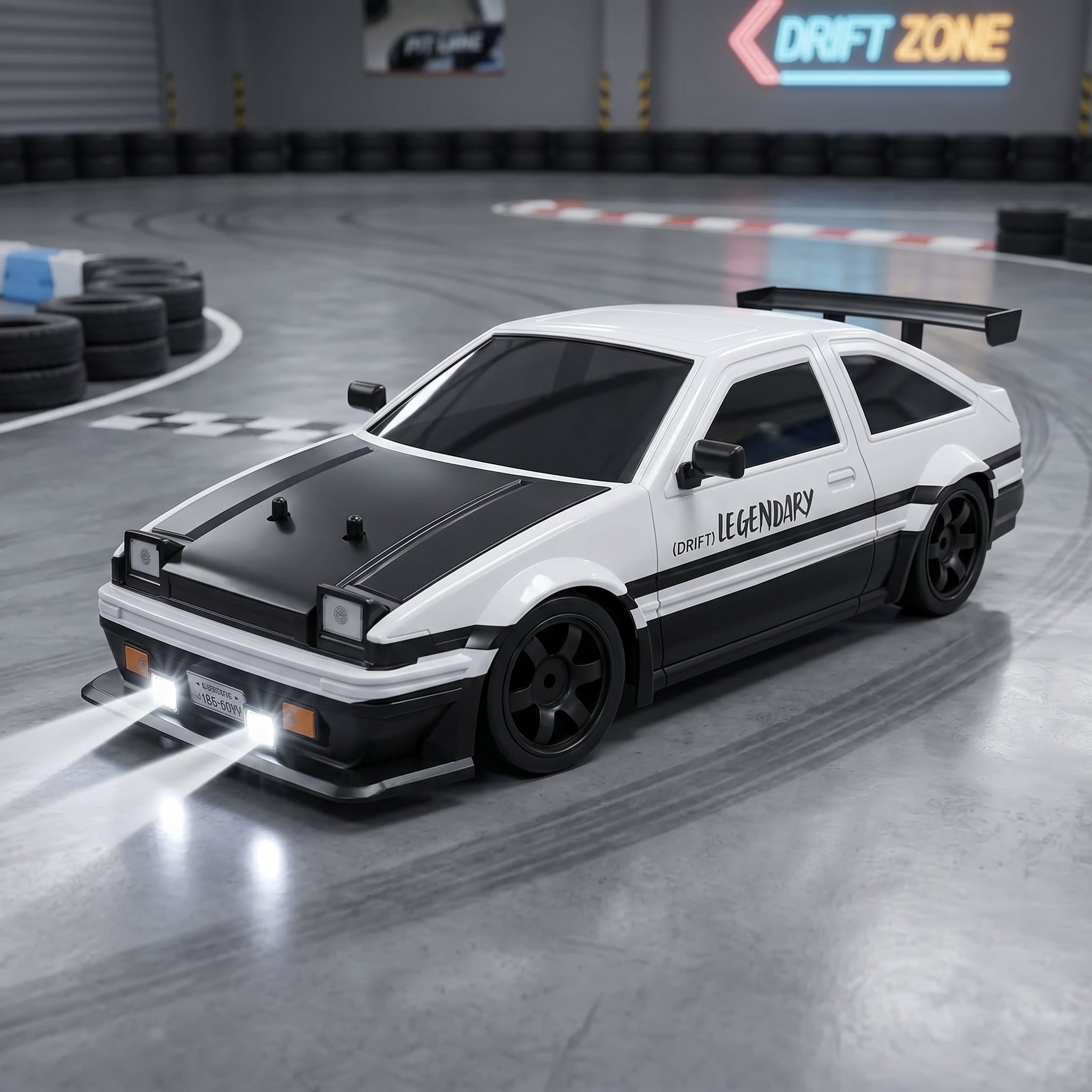 1:16 RC Drift Car 4WD 2.4GHz High Speed with LED Lights, Spray & 2 Batteries