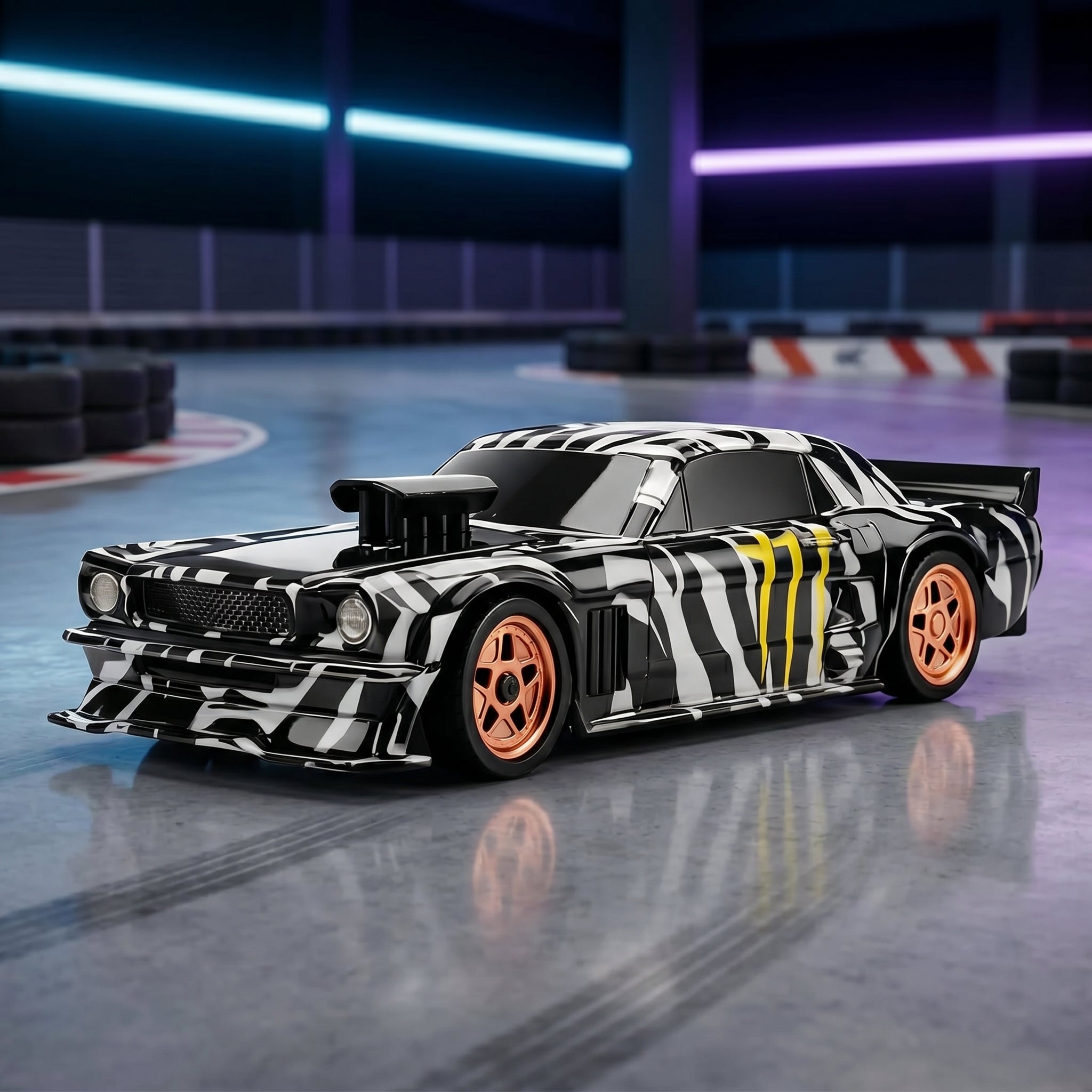 1/43 Mini RC Drift Car 4WD — Small RC Car with 2 Tire Sets & 8 Cones