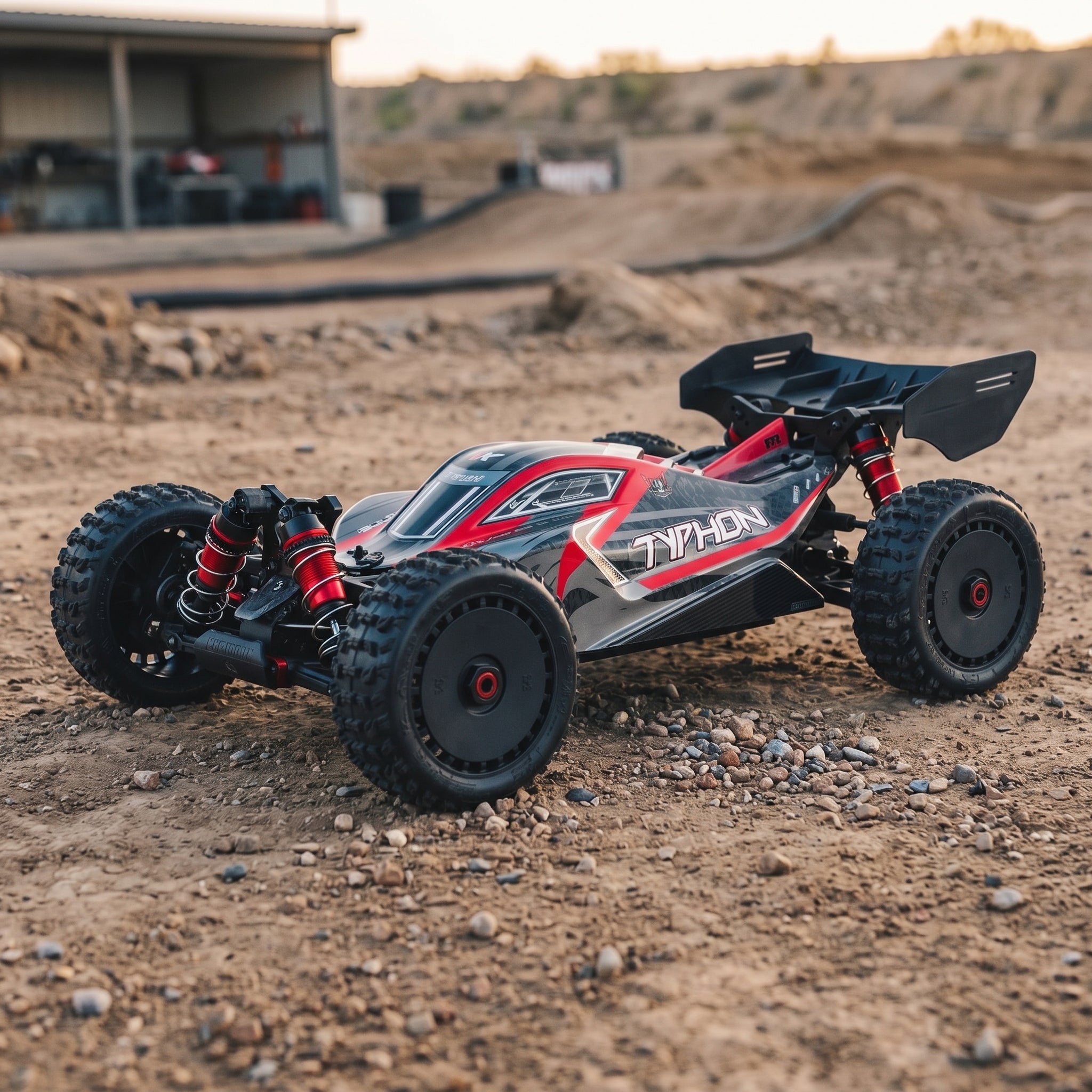 1/8 RC Buggy 4WD 70MPH | ARRMA Typhon 6S BLX RTR Speed Buggy - Black & Red