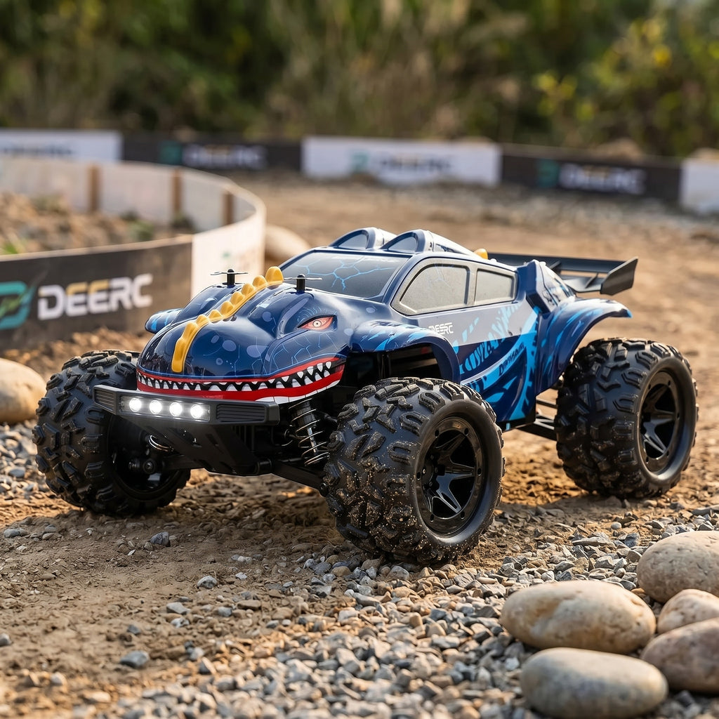 Toyllo 9308E RC Monster Truck, 1/16 4WD Fast Remote Control Car, 40 KM/H All-Terrain Dinosaur Truck with 2 Shells & 2 Batteries