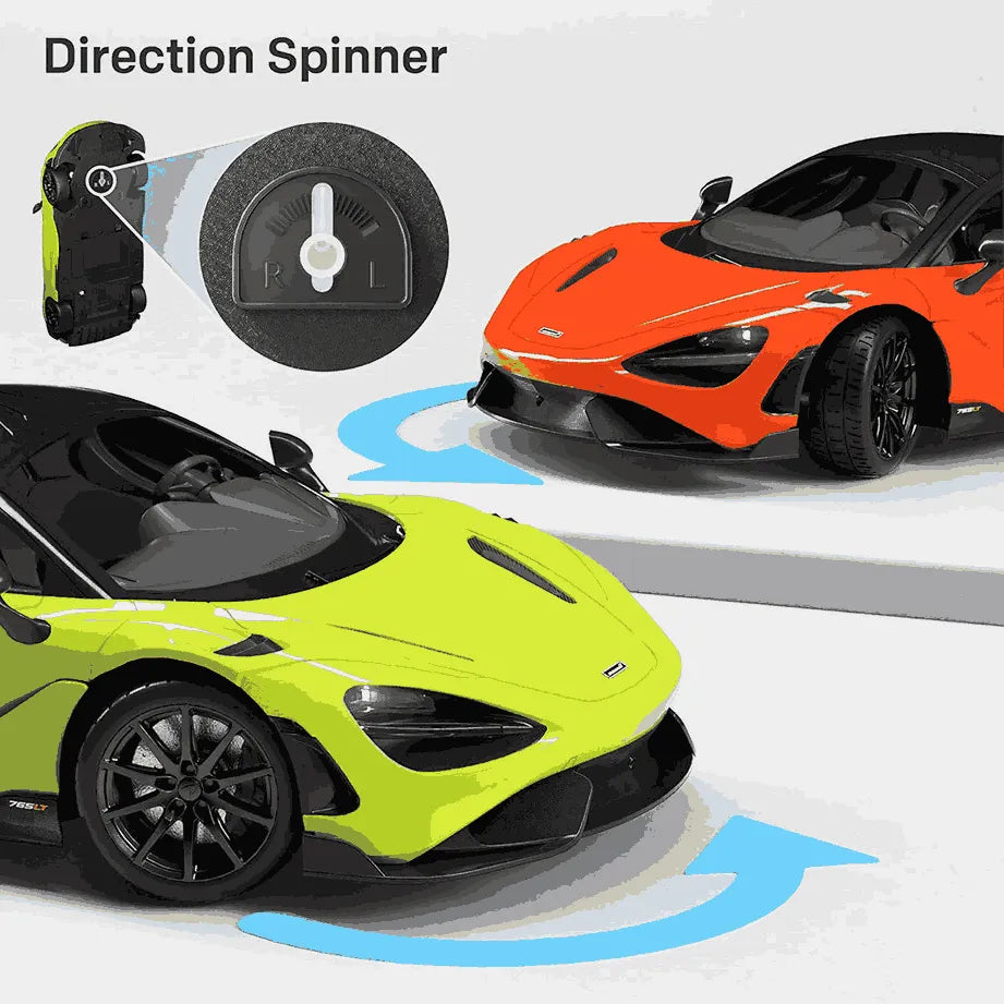 Two rc model cars with direction spinner showing