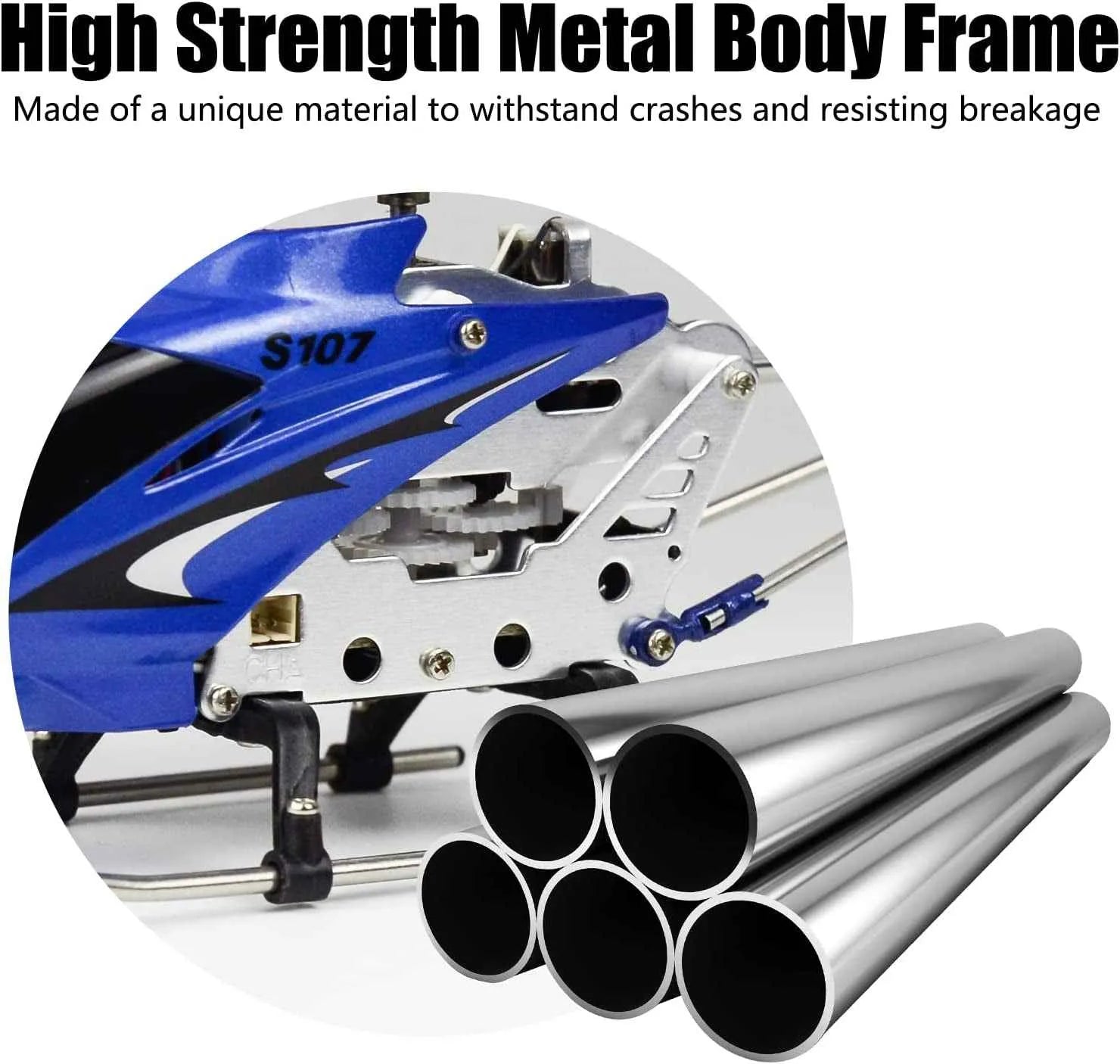 High strength metal body frame with pipes on a white background