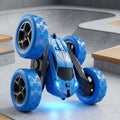 RC blue stunt car on a stunt area background