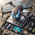 RC Drone with camera and accessories on a rocky surface