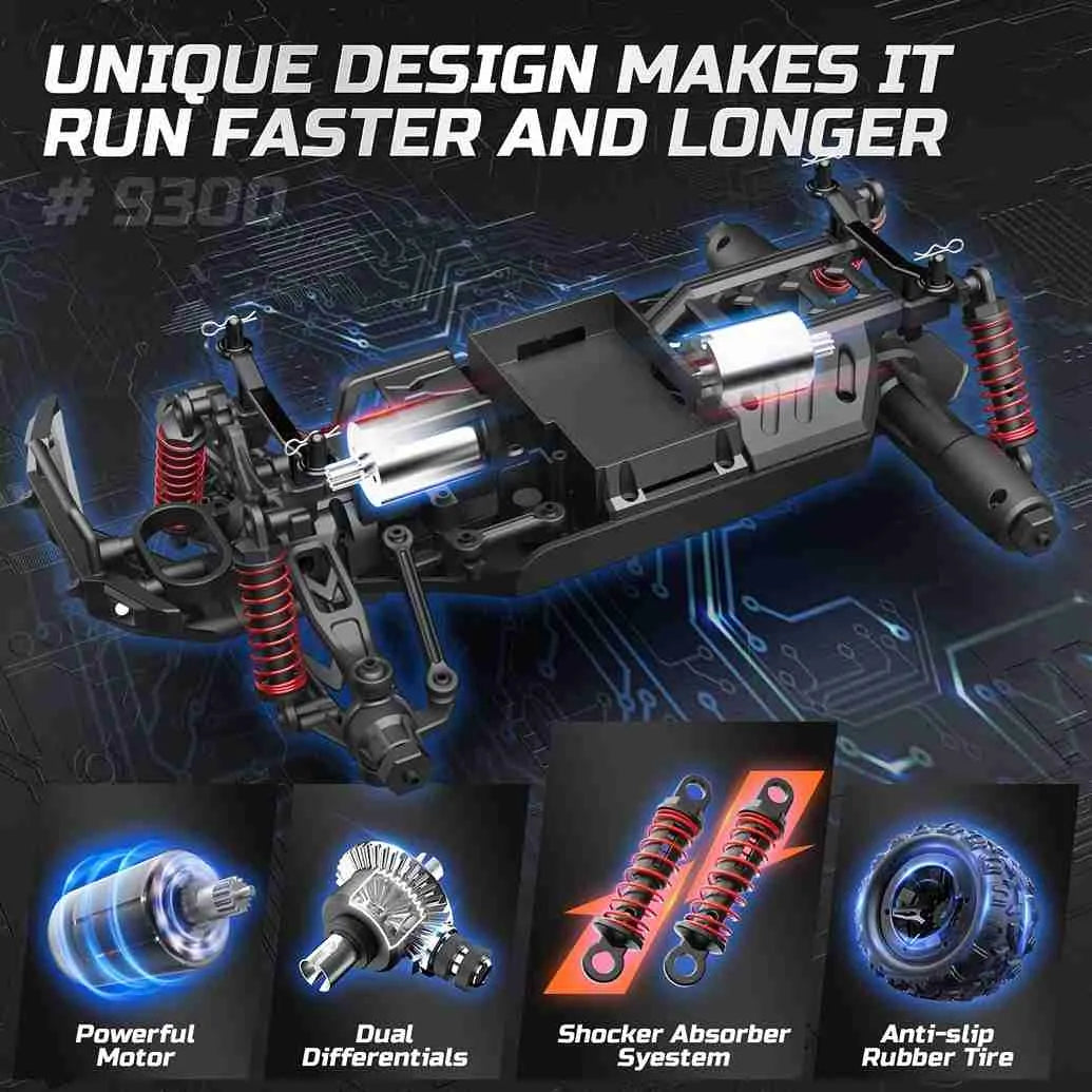 RC monster truck with powerful motor and with chasis 