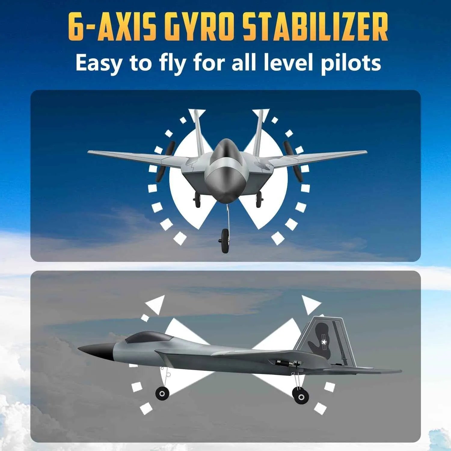 RC plane 6-xis gyro stabilizer and best easy to fly for every pilot.