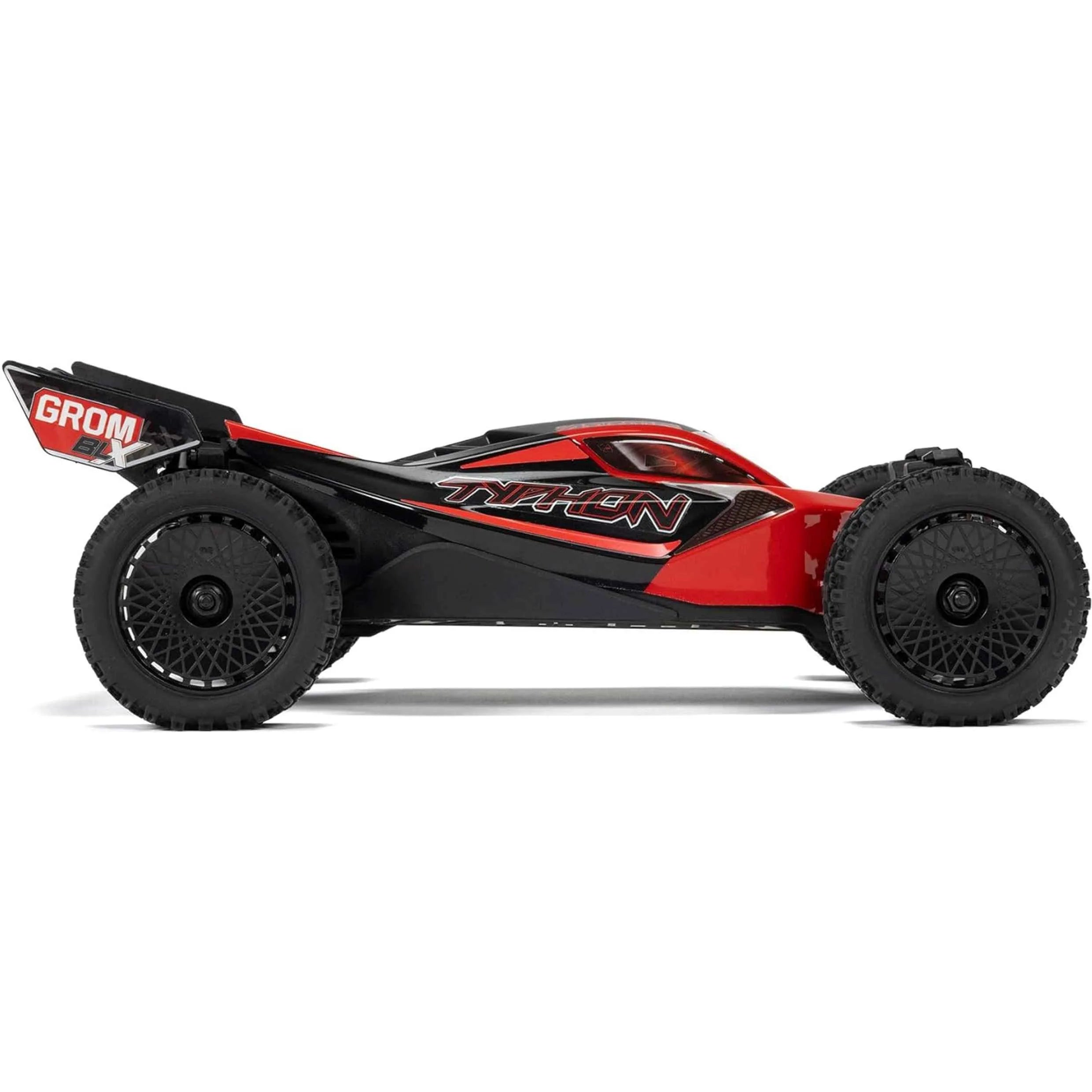 Red and black off-road buggy on a white background