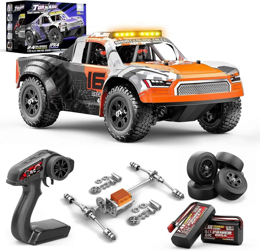 Short course truck with accessories on a white background