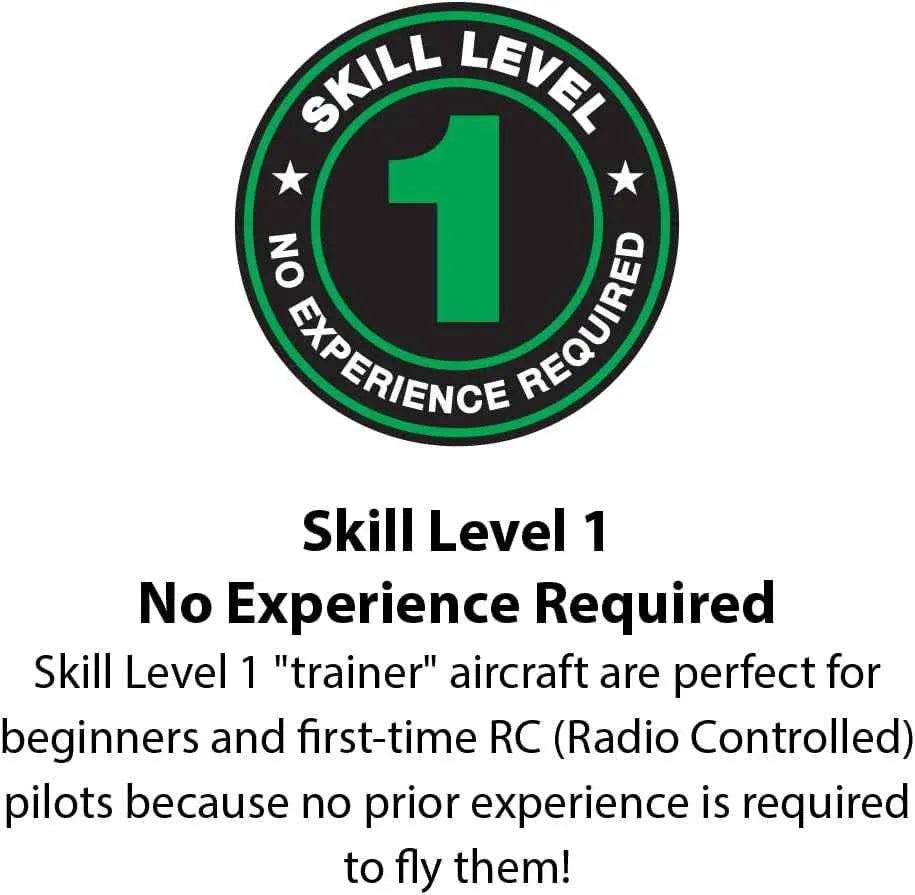 Skill Level 1 badge with text about beginner-friendly RC aircraft