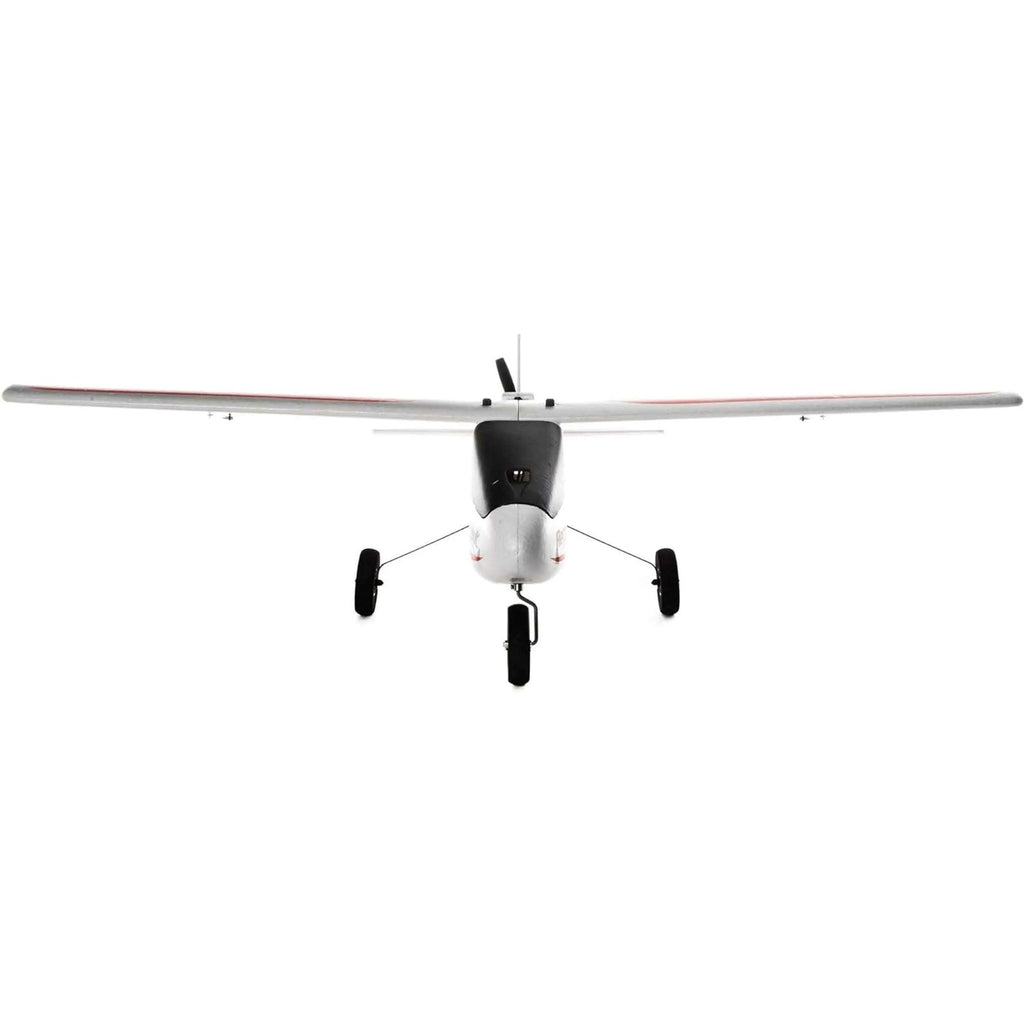 Small RC airplane front side on a white background