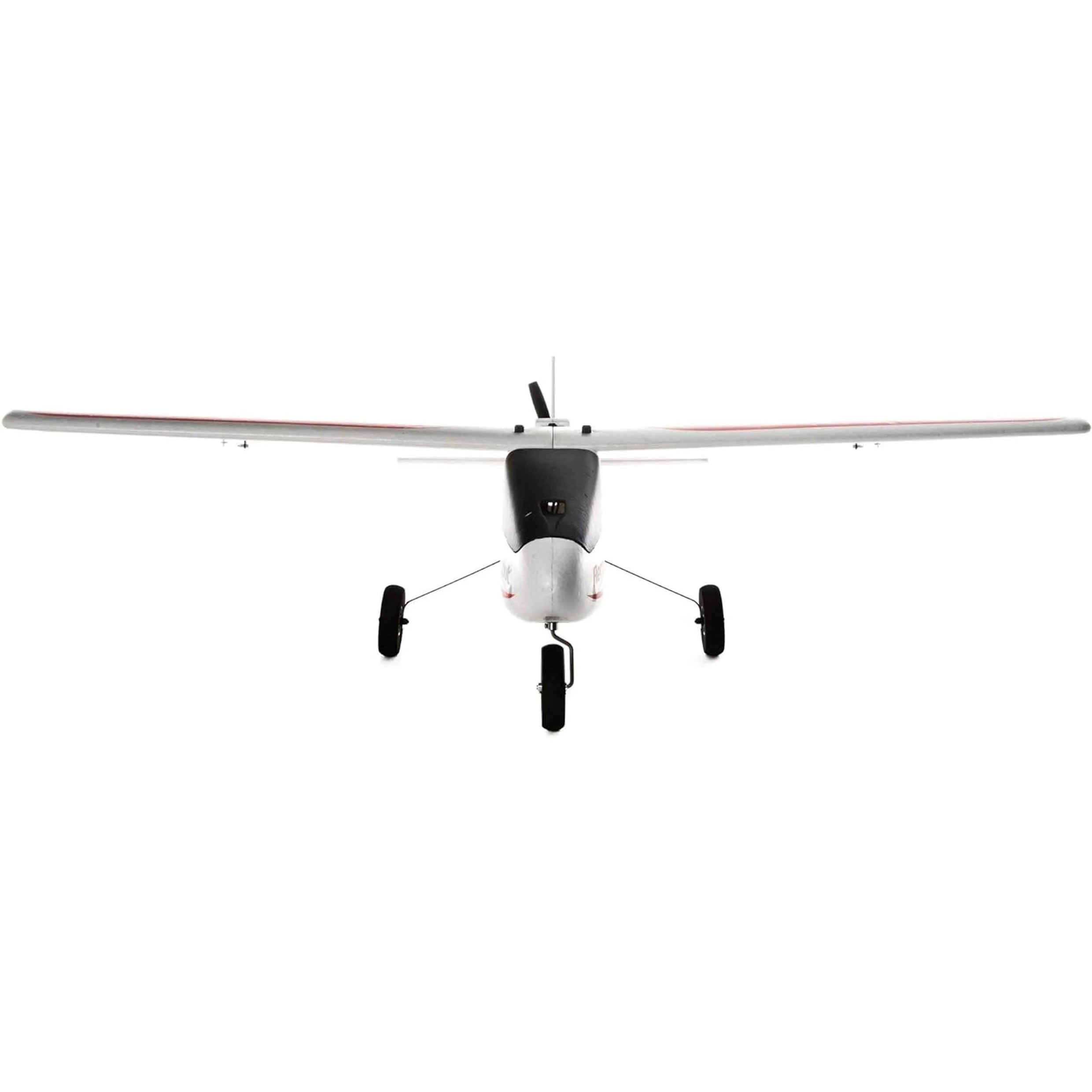 Small RC airplane front side on a white background