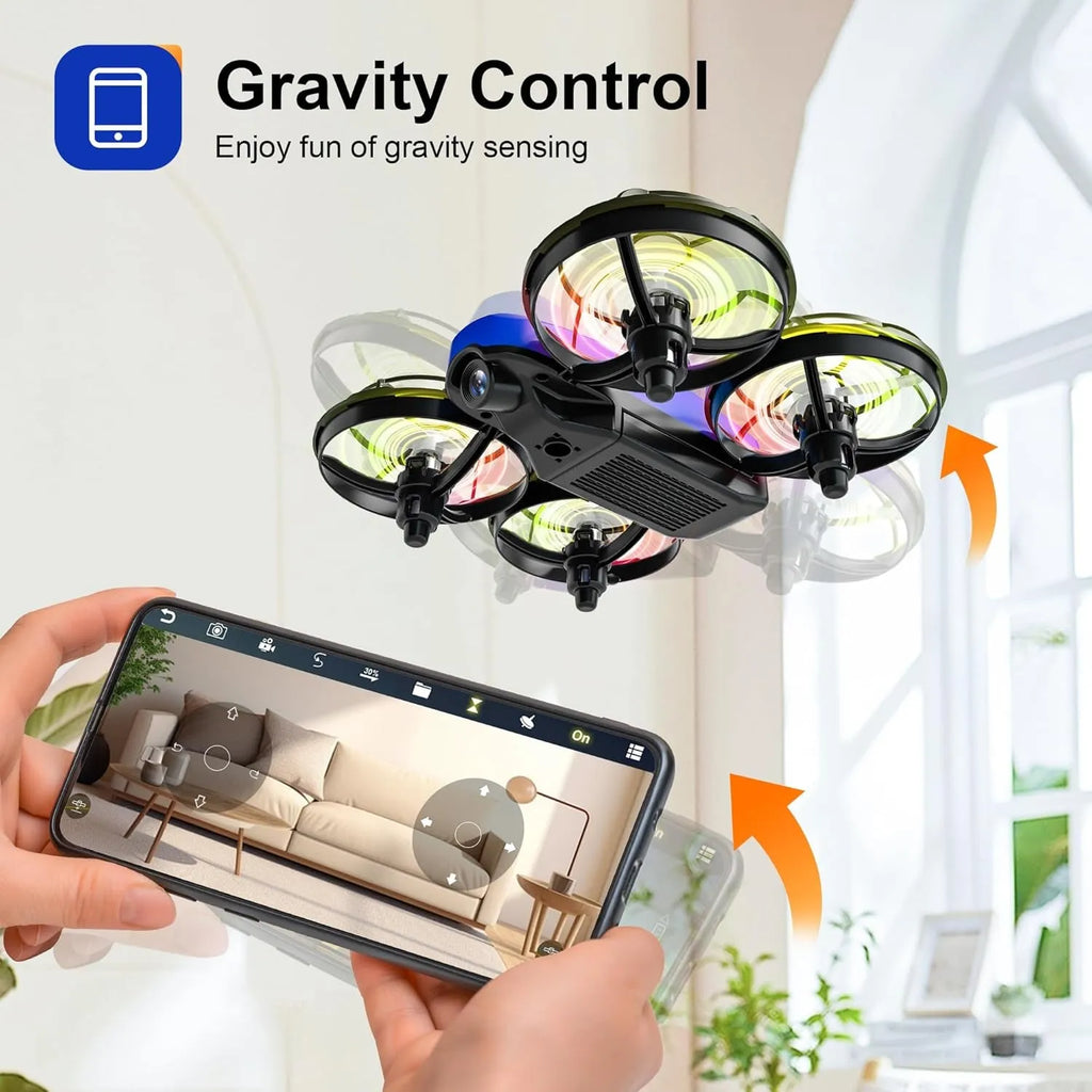 Small RC drone with smartphone app interface for gravity control in a home setting